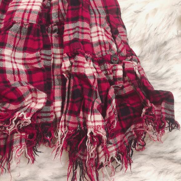 En Creme ASOS Punk Dark Academia Plaid Fringe Crop Top - Picture 8 of 9